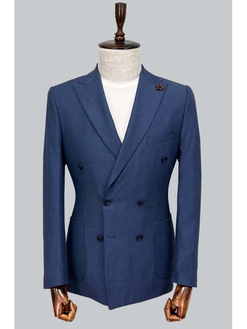 Navy Blue Linen Jacket