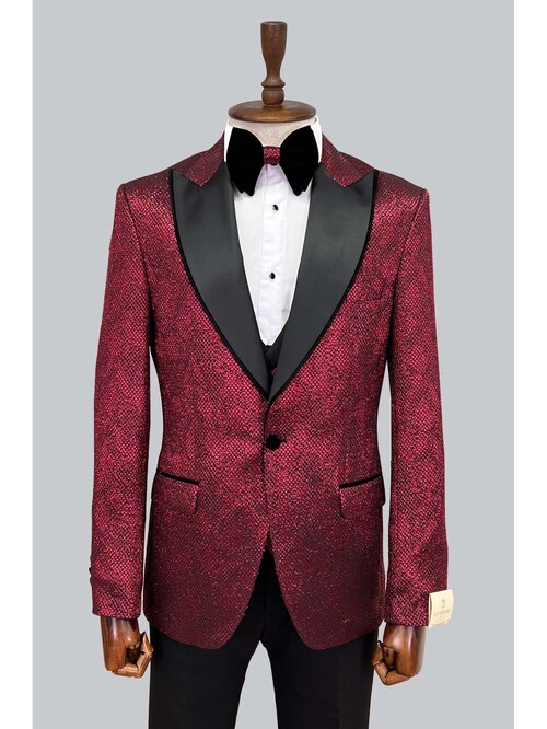 SUIT SARTORIA claret red groom suit 5390