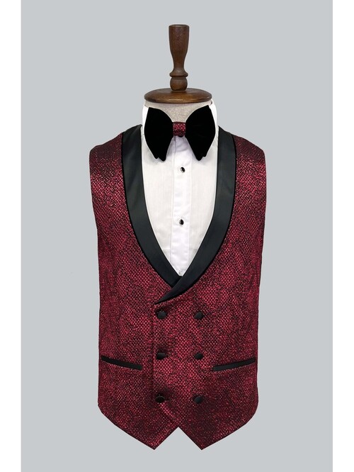 SUIT SARTORIA claret red groom suit 5390