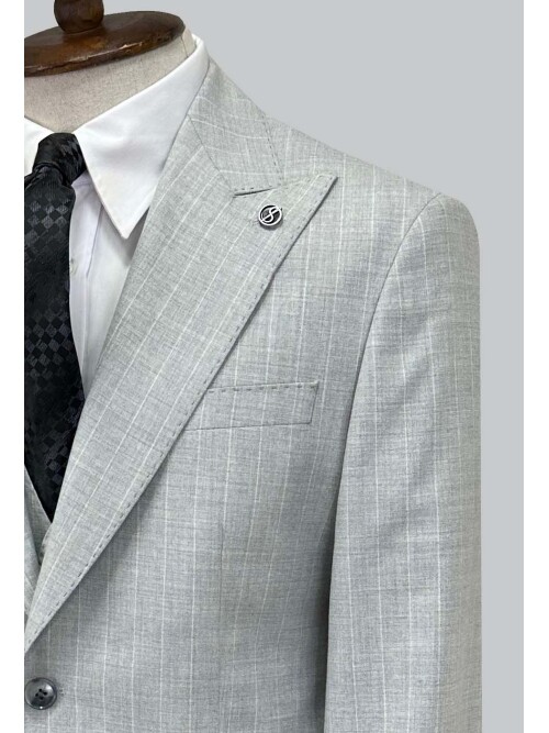 SUIT SARTORIA AÇIK GRİ ÇİZGİLİ YELEKLİ TAKIM 2000/69