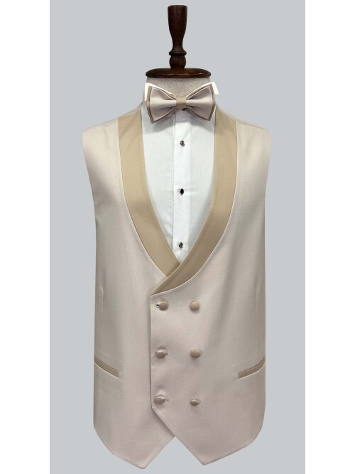 SUIT SARTORIA BIG SIZES REMOVABLE LAPEL BEIGE TUXEDO 5539