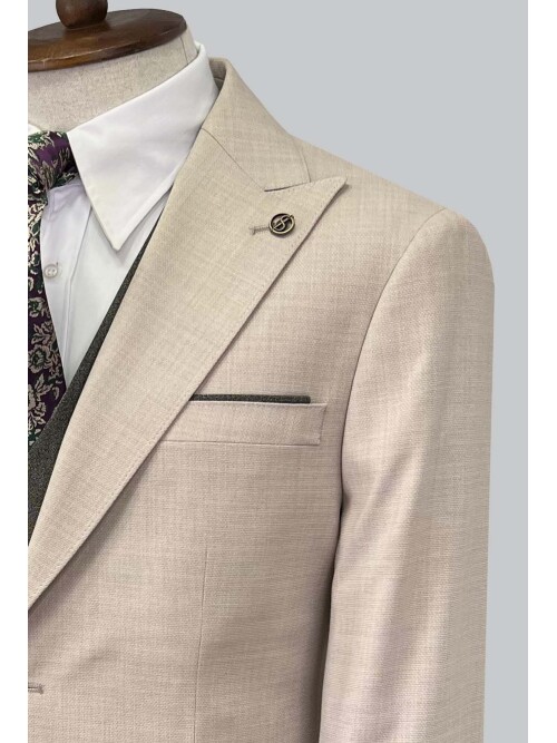 SUIT SARTORIA BEIGE SUIT WITH DOUBLE FACED VEST 2916