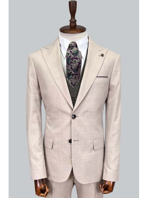 SUIT SARTORIA BEIGE SUIT WITH DOUBLE FACED VEST 2916