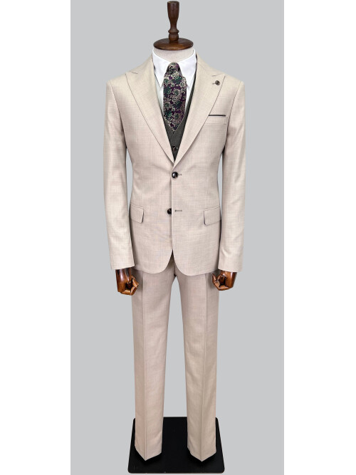 SUIT SARTORIA BEIGE SUIT WITH DOUBLE FACED VEST 2916