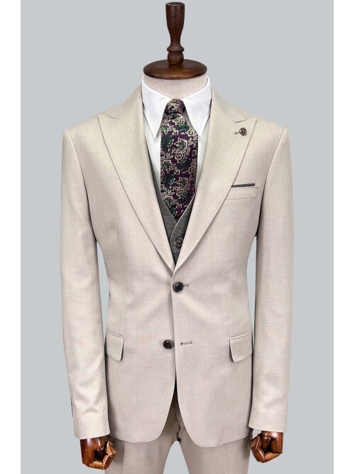 SUIT SARTORIA BEIGE SUIT WITH DOUBLE FACED VEST 2916