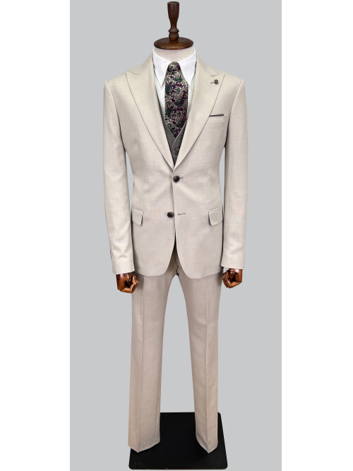 SUIT SARTORIA BEIGE SUIT WITH DOUBLE FACED VEST 2916