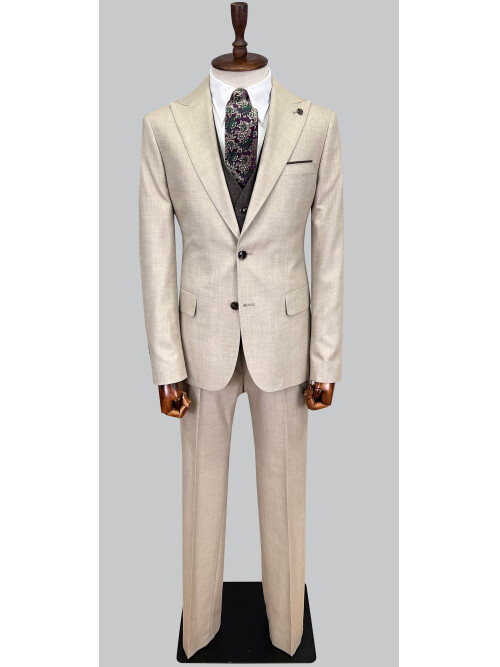 SUIT SARTORIA BEIGE SUIT WITH DOUBLE FACED VEST 2916