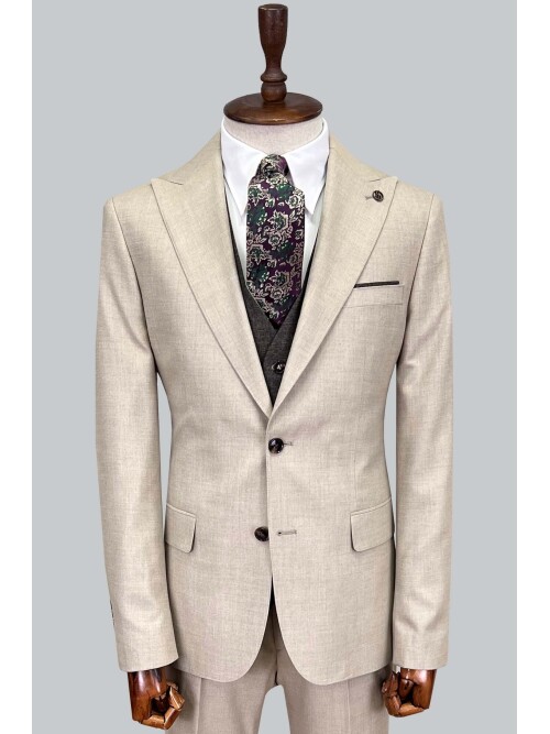 SUIT SARTORIA BEIGE SUIT WITH DOUBLE FACED VEST 2916