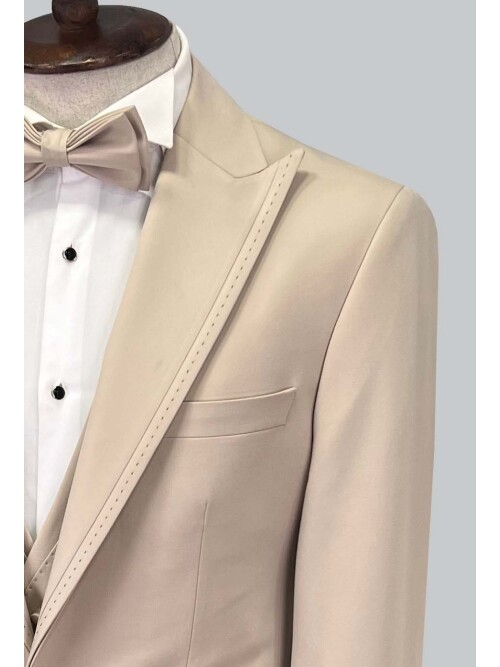 SUIT SARTORIA BEIGE REMOVABLE LAPEL TUXEDO 5641