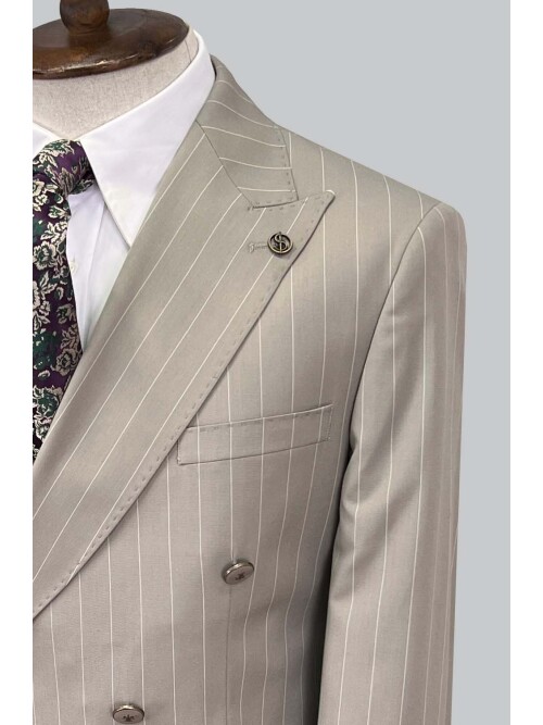 SUIT SARTORIA BEJ ÇİZGİLİ KRUVAZE TAKIM 2884