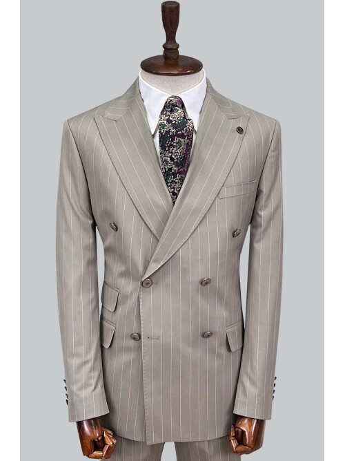 SUIT SARTORIA BEJ ÇİZGİLİ KRUVAZE TAKIM 2884