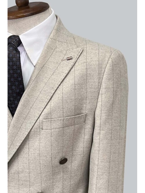 SUIT SARTORIA BEJ ÇİZGİLİ KRUVAZE TAKIM ELBİSE 2928