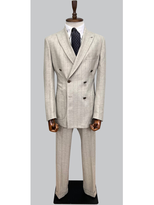 SUIT SARTORIA BEJ ÇİZGİLİ KRUVAZE TAKIM ELBİSE 2928