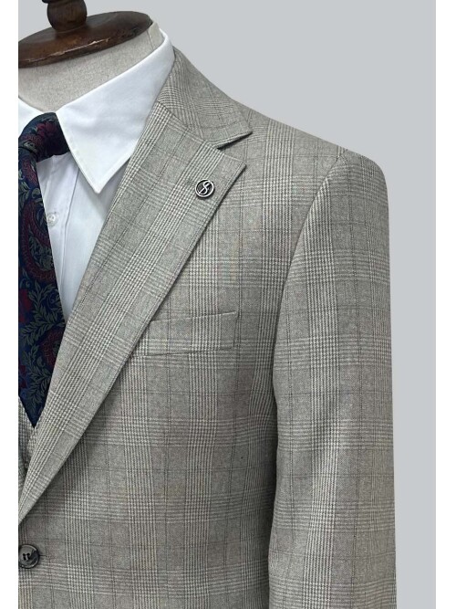 SUIT SARTORIA BEJ EKOSELİ YELEKLİ TAKIM 2985