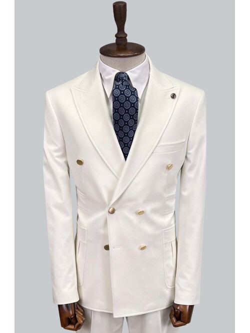 SUIT SARTORIA WHITE DOUBLE BREASTED SUIT 2802