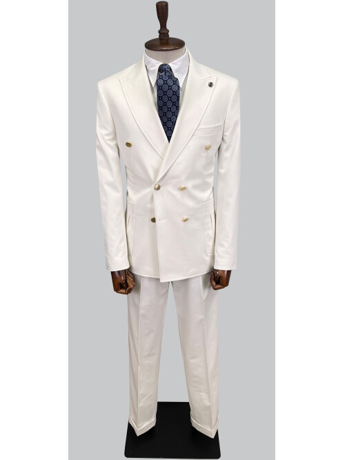 SUIT SARTORIA WHITE DOUBLE BREASTED SUIT 2802