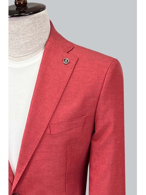 SUIT SARTORIA LINEN CLARET RED JACKET 4355