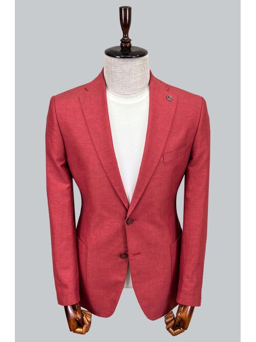 SUIT SARTORIA LINEN CLARET RED JACKET 4355