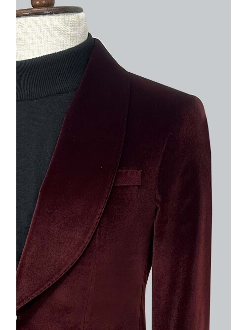 SUIT SARTORIA BURGUNDY VELVET JACKET 4574