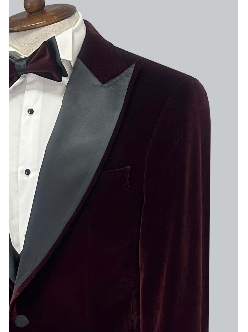 SUIT SARTORIA BURGUNDY VELVET TUXEDO 5661