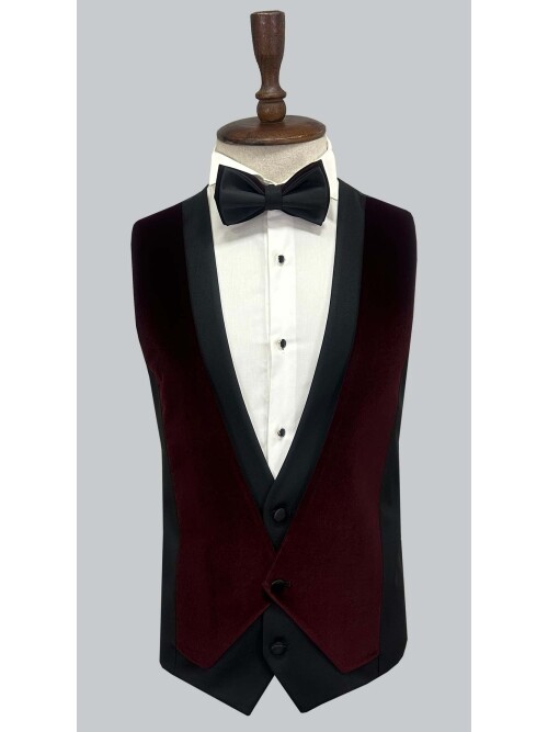 SUIT SARTORIA BORDO SİVRİ YAKA KADİFE DAMATLIK 5663