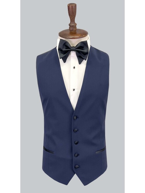 SUIT SARTORIA REMOVABLE LAPEL WOOL NAVY BLUE SUIT 5626