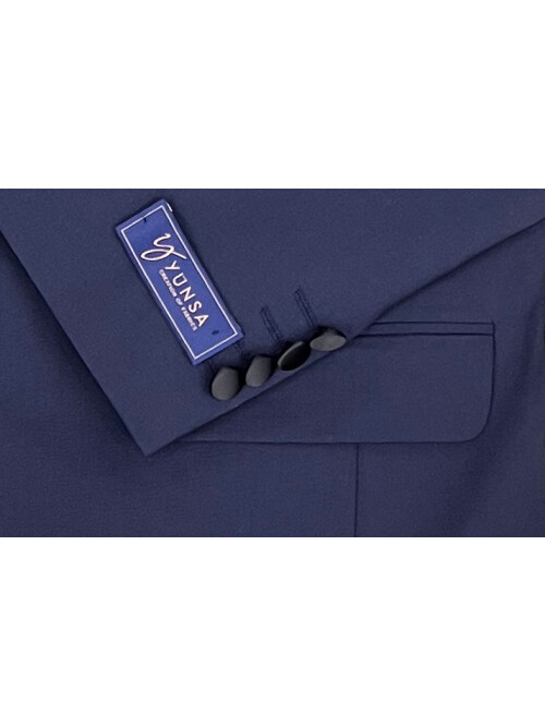 SUIT SARTORIA REMOVABLE LAPEL WOOL NAVY BLUE SUIT 5626