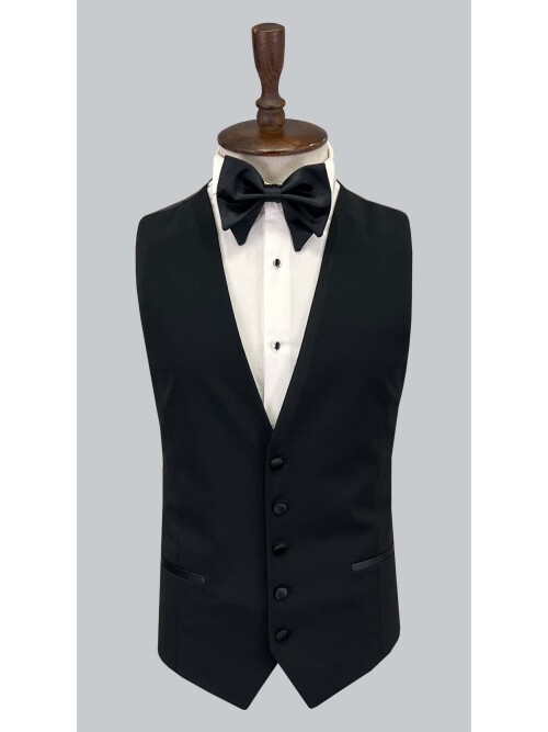 SUIT SARTORIA ÇIKMA SİVRİ YAKA SİYAH YÜNLÜ DAMATLIK 5626