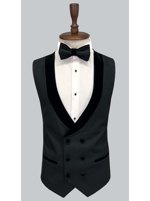 SUIT SARTORIA REMOVABLE LAPEL BLACK TUXEDO 5538