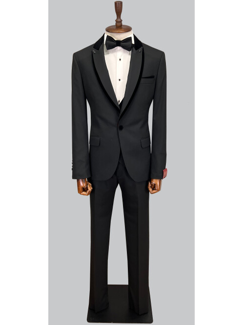 SUIT SARTORIA REMOVABLE LAPEL BLACK TUXEDO 5538