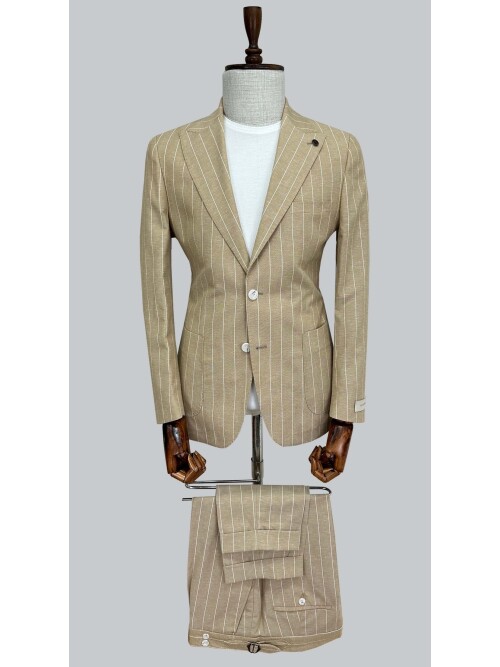 SUIT SARTORIA ÇİZGİLİ BEJ KETEN TAKIM 2000/72