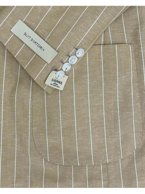 SUIT SARTORIA ÇİZGİLİ BEJ KETEN TAKIM 2000/72