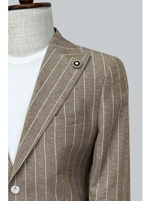 SUIT SARTORIA ÇİZGİLİ BEJ KETEN TAKIM 2000/72