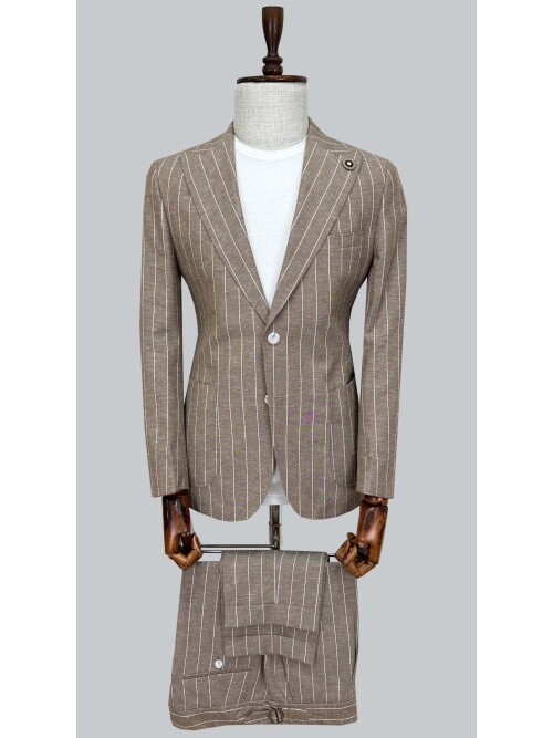 SUIT SARTORIA ÇİZGİLİ BEJ KETEN TAKIM 2000/72