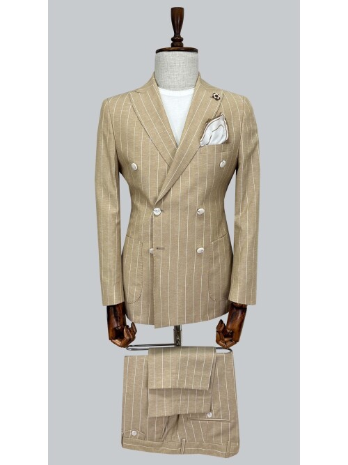 SUIT SARTORIA ÇİZGİLİ BEJ KETEN TAKIM 2001/24