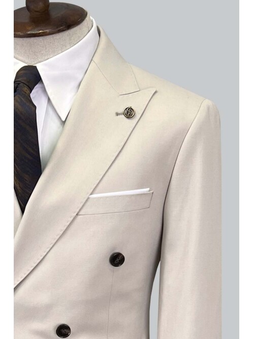 SUIT SARTORIA ÇİZGİLİ BEJ KRUVAZE TAKIM ELBİSE 2894