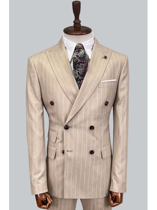 SUIT SARTORIA ÇİZGİLİ BEJ KRUVAZE TAKIM ELBİSE 2894