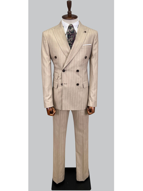 SUIT SARTORIA ÇİZGİLİ BEJ KRUVAZE TAKIM ELBİSE 2894