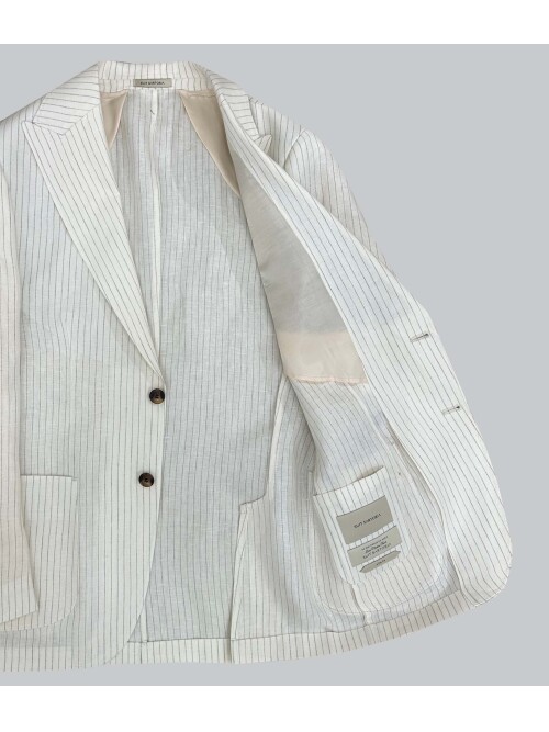 SUIT SARTORIA ÇİZGİLİ BEYAZ KETEN CEKET 4613