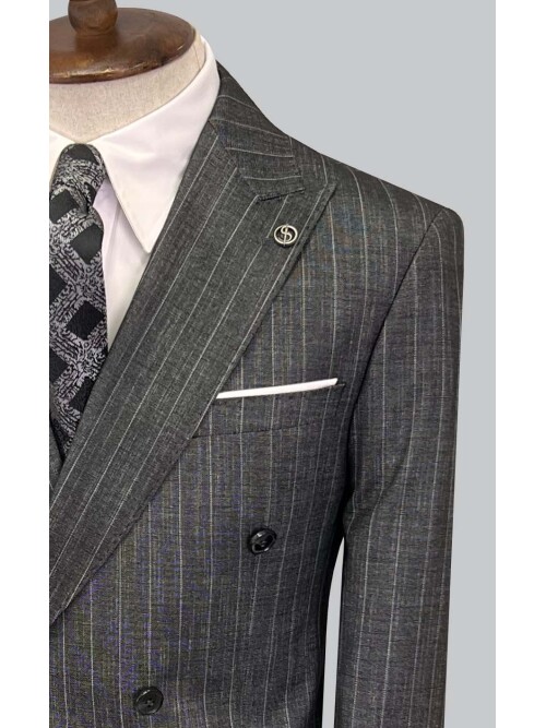 SUIT SARTORIA ÇİZGİLİ KOYU GRİ KRUVAZE TAKIM ELBİSE 2894