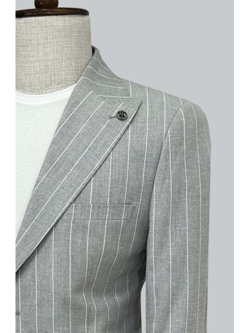 SUIT SARTORIA ÇİZGİLİ GRİ KETEN TAKIM 2000/72