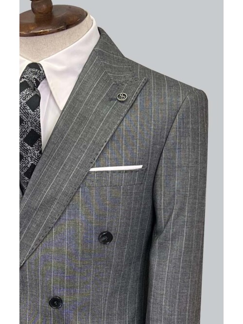 SUIT SARTORIA ÇİZGİLİ GRİ KRUVAZE TAKIM ELBİSE 2894