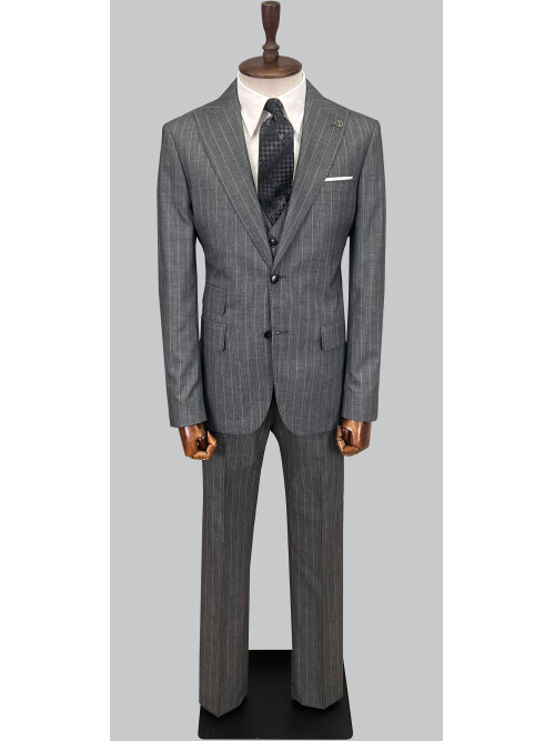 SUIT SARTORIA ÇİZGİLİ GRİ YELEKLİ TAKIM ELBİSE 2895