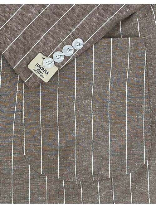 SUIT SARTORIA ÇİZGİLİ KAHVERENGİ KETEN TAKIM 2001/24