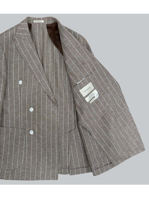 SUIT SARTORIA ÇİZGİLİ KAHVERENGİ KETEN TAKIM 2001/24