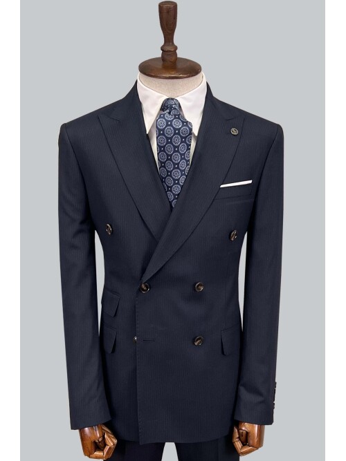 SUIT SARTORIA ÇİZGİLİ LACİVERT KRUVAZE TAKIM ELBİSE 2894