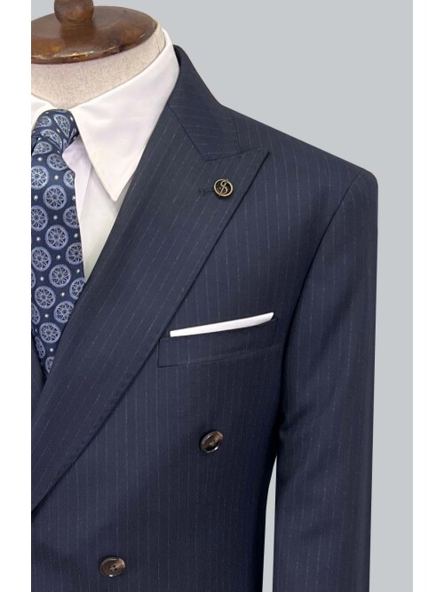 SUIT SARTORIA ÇİZGİLİ LACİVERT KRUVAZE TAKIM ELBİSE 2894