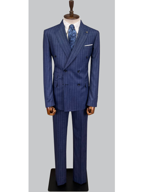 SUIT SARTORIA ÇİZGİLİ MAVİ KRUVAZE TAKIM ELBİSE 2894