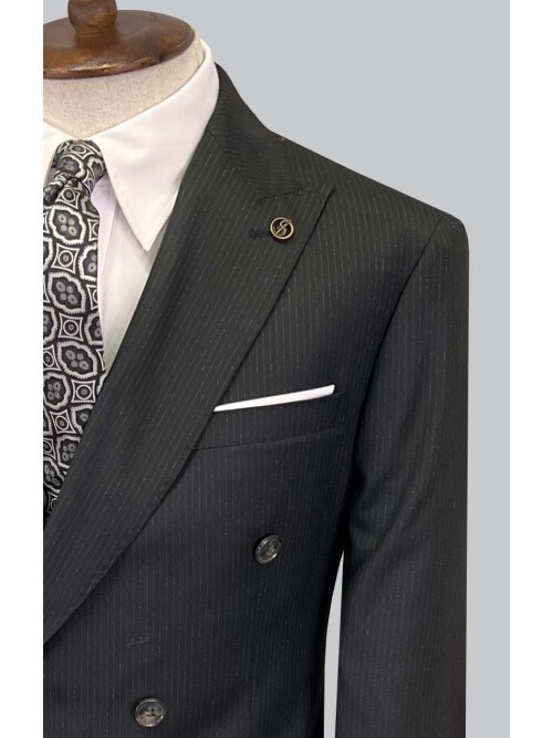 SUIT SARTORIA ÇİZGİLİ SİYAH KRUVAZE TAKIM ELBİSE 2894