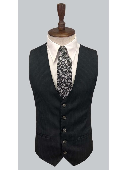 SUIT SARTORIA ÇİZGİLİ SİYAH YELEKLİ TAKIM ELBİSE 2895